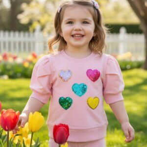 Sequin Hearts Blouse - Lulu Bebe
